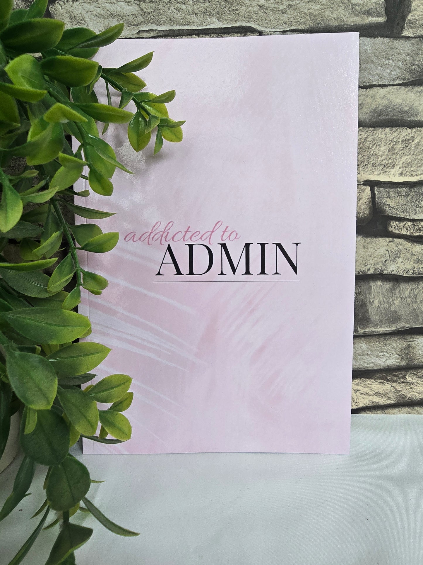 A5 pink palm print notebook with glossy tropical design and lined pages, ideal for journaling or gifting