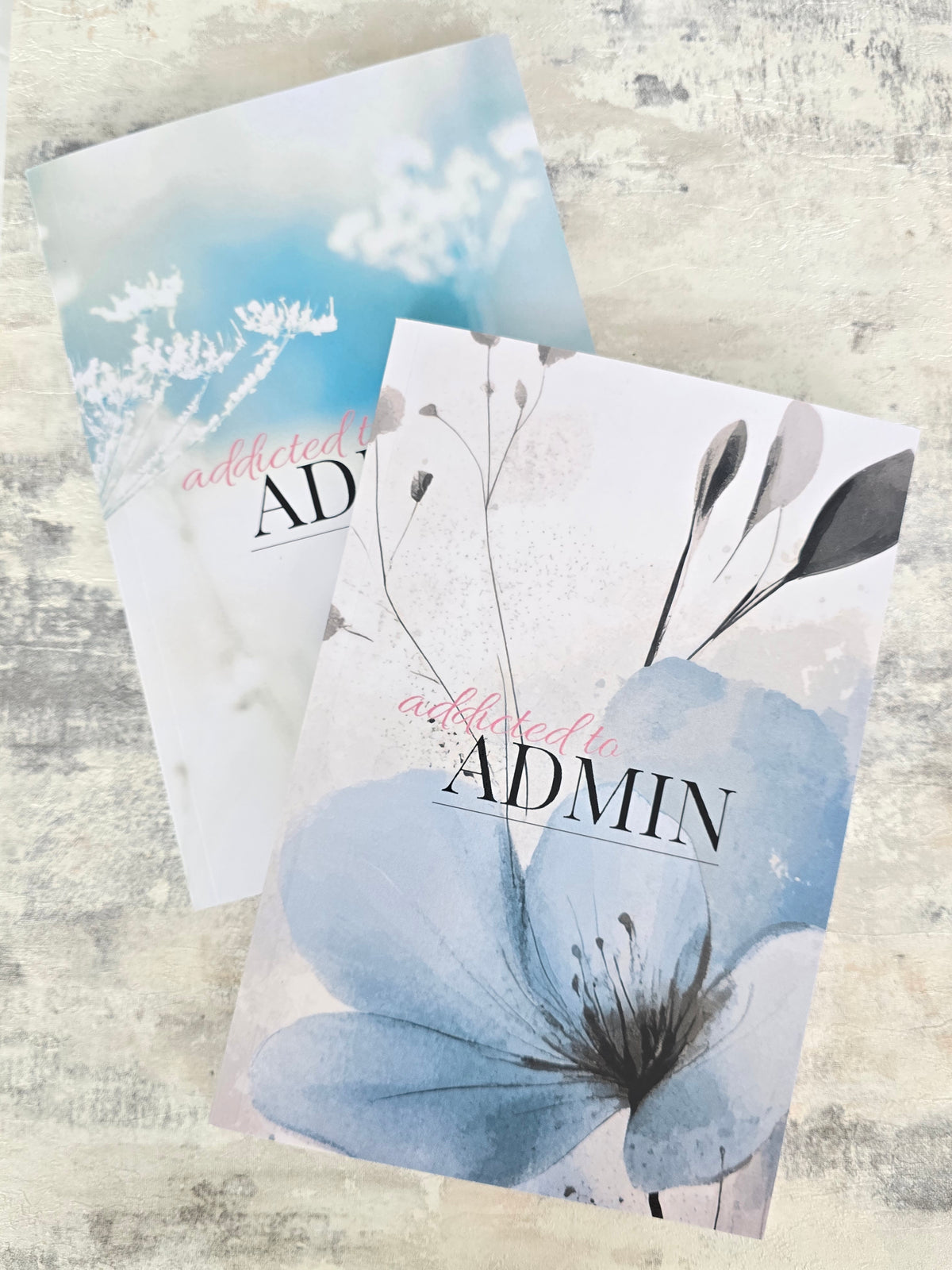 A5 delicate teal and watercolour floral blue notebook with glossy cover and lined pages, modern stationery for work, school, or journaling