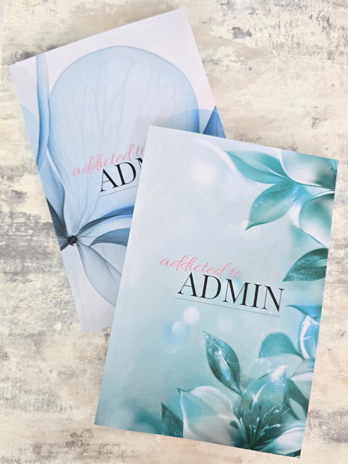 A5 bold teal and fresh floral blue notebooks with glossy cover and lined pages, clean modern stationery for everyday notes