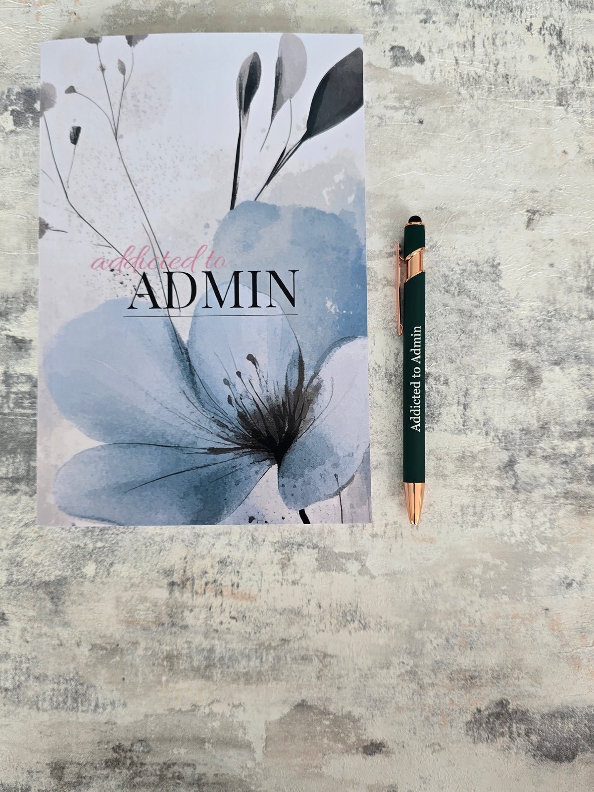 A5 watercolour floral blue notebook with artistic glossy cover and lined pages, stationery gift for creatives.