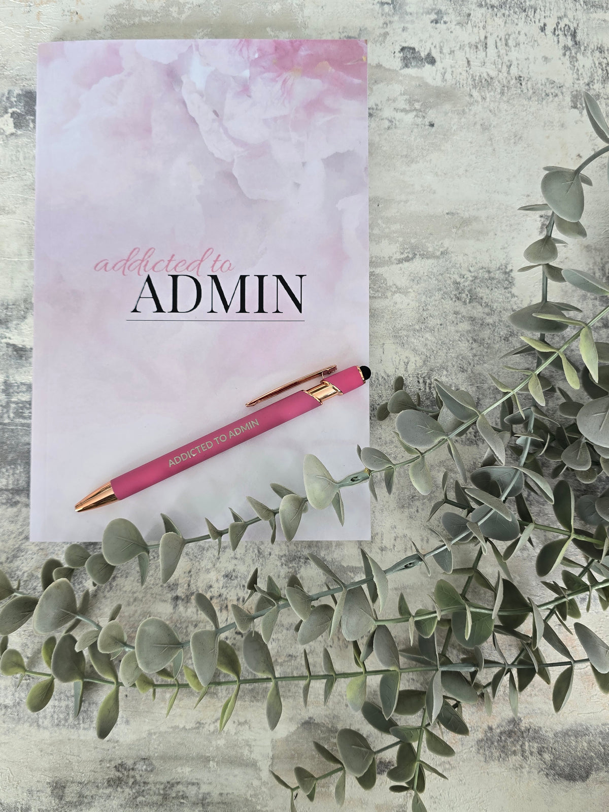 A5 pink floral notebook with glossy pastel cover and lined pages, pretty stationery gift for writing or notes.