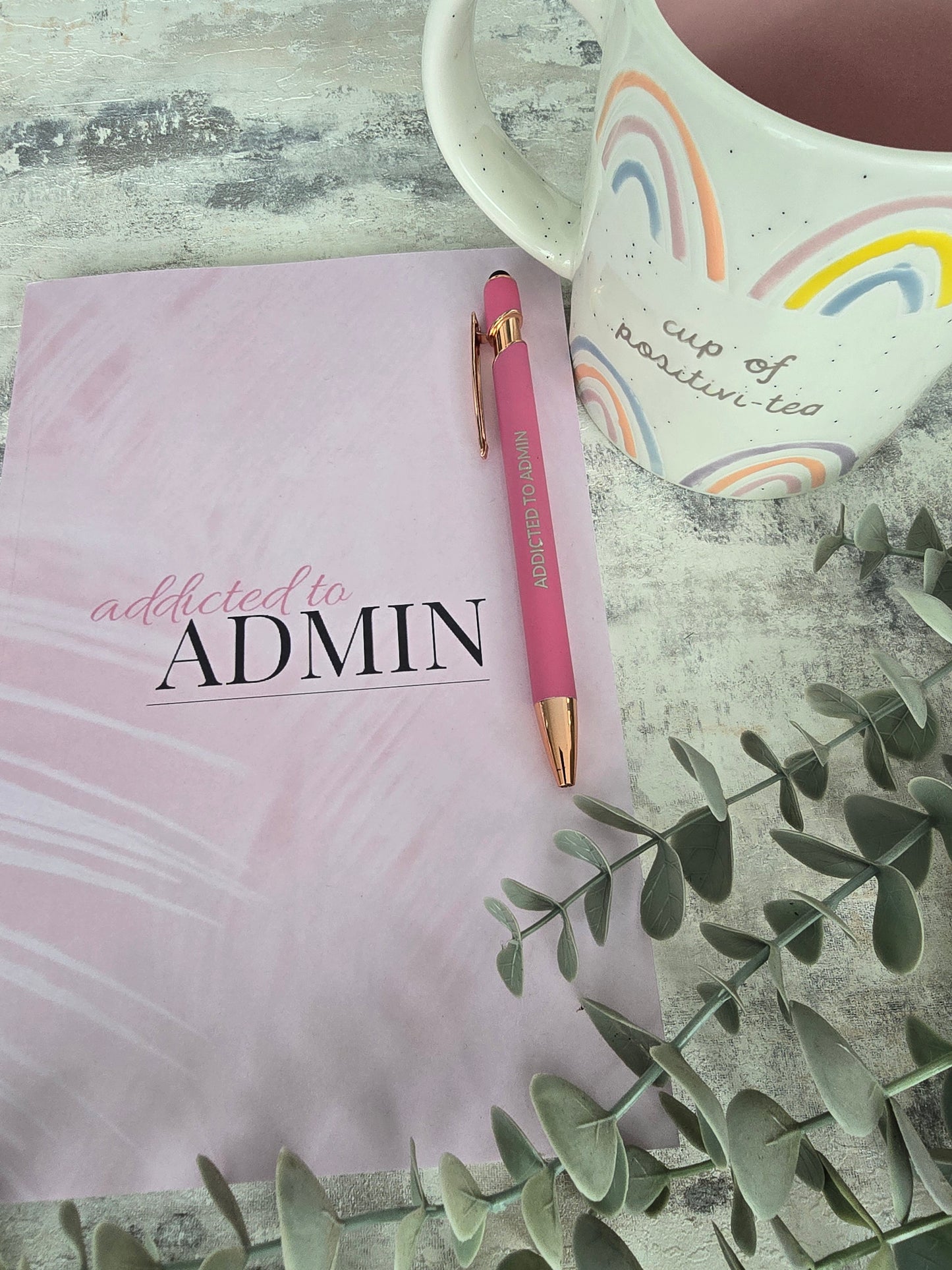 A5 pink palm print notebook with glossy tropical design and lined pages, ideal for journaling or gifting