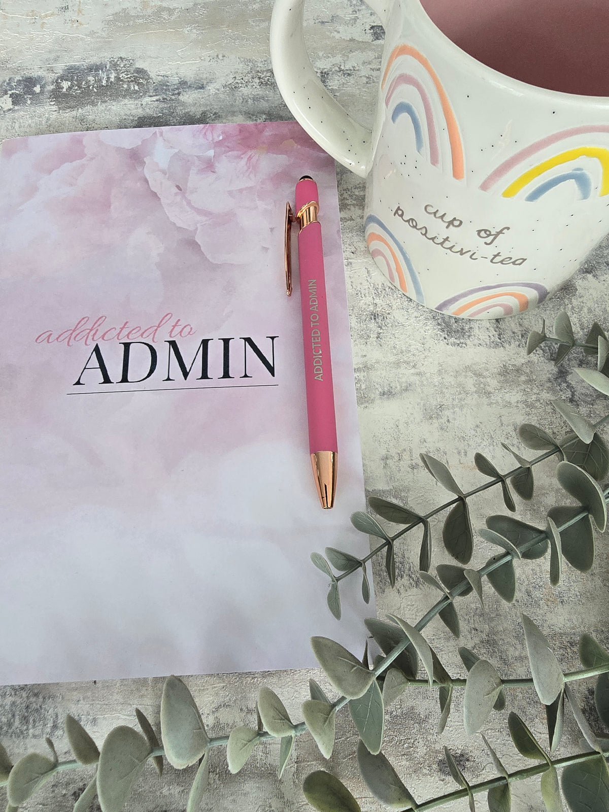 A5 pink floral notebook with glossy pastel cover and lined pages, pretty stationery gift for writing or notes.
