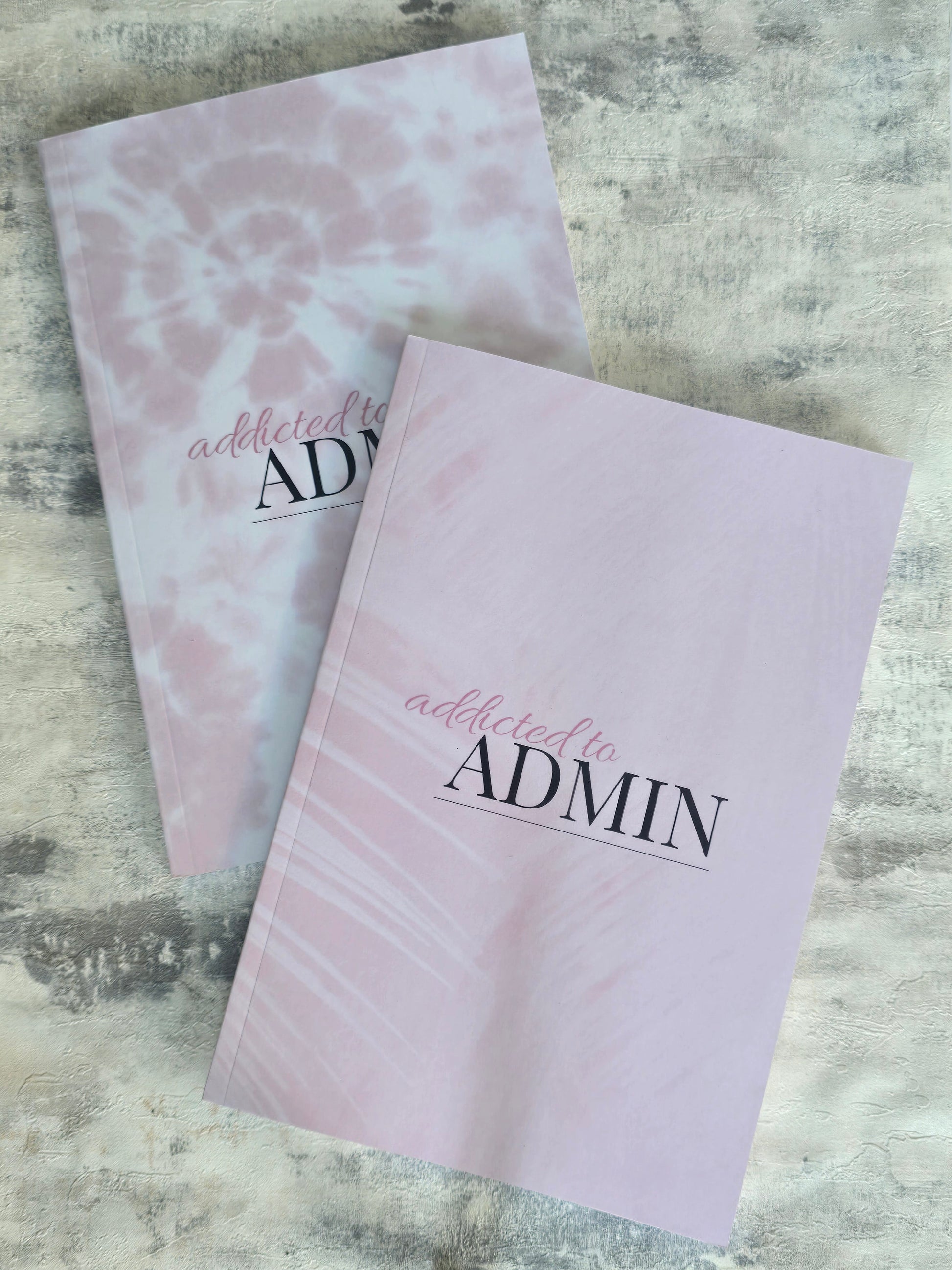 A5 pink tie dye and pink palm notebook with glossy cover and lined pages, perfect for journaling or stationery lovers.