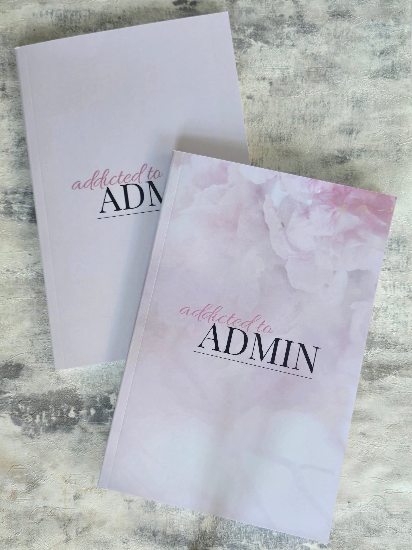 A5 simply pink and subtle floral pink notebook with glossy cover and lined pages, perfect for journaling or stationery lovers.