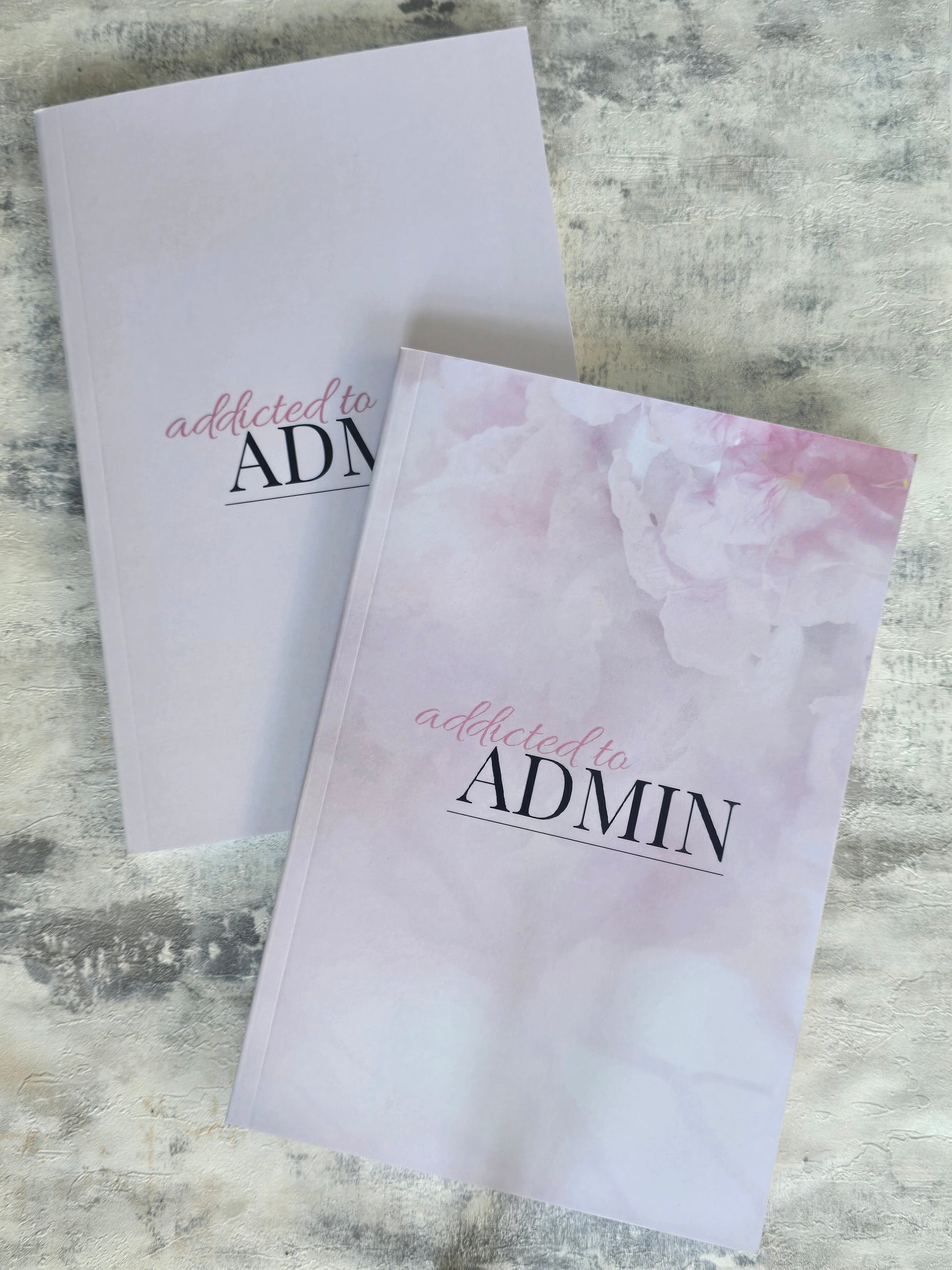 A5 simply pink and subtle floral pink notebook with glossy cover and lined pages, perfect for journaling or stationery lovers.