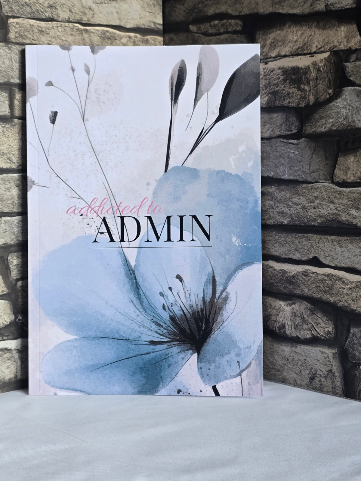 A5 watercolour blue notebook with artistic glossy cover and lined pages, stationery gift for creatives.