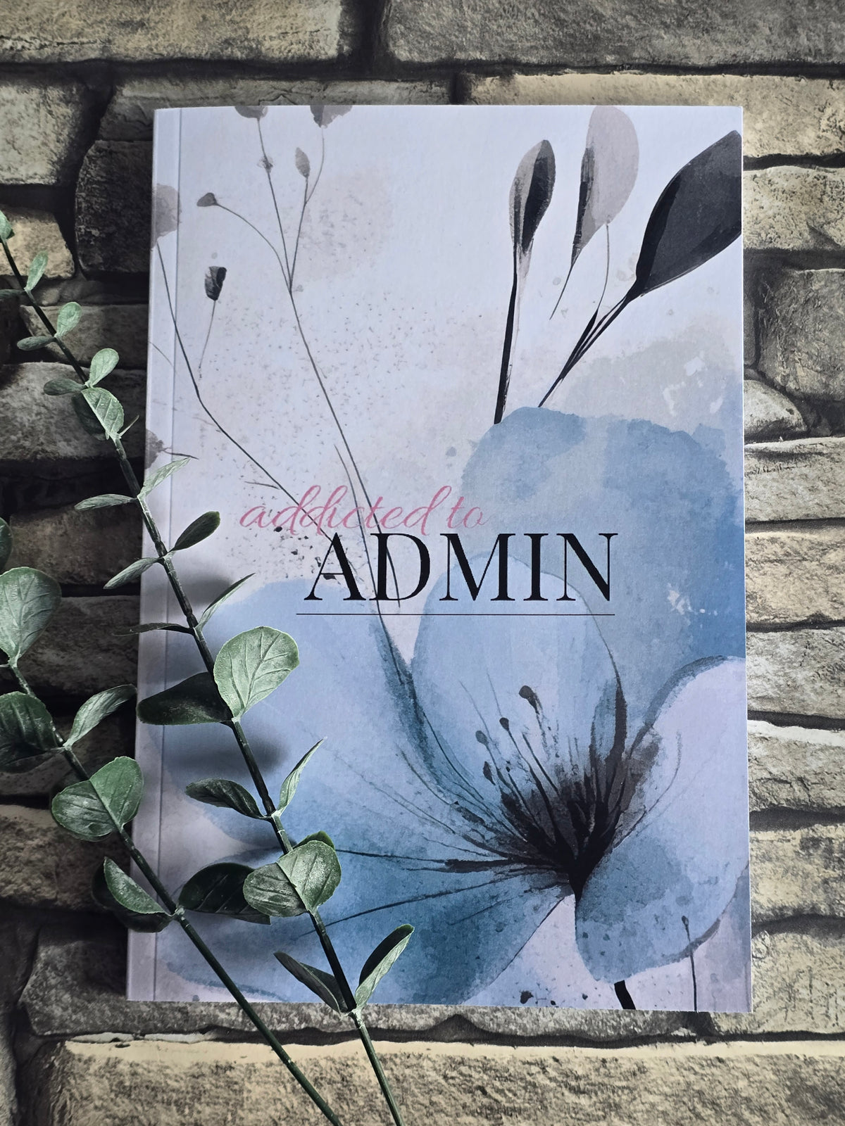 A5 watercolour blue notebook with artistic glossy cover and lined pages, stationery gift for creatives.