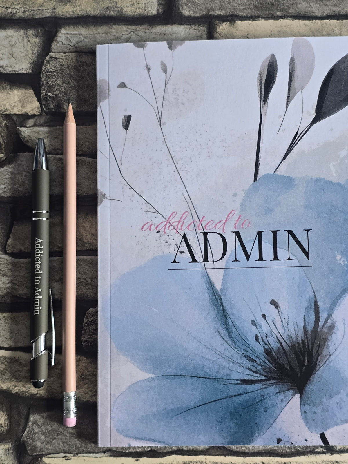 A5 watercolour blue notebook with artistic glossy cover and lined pages, stationery gift for creatives.
