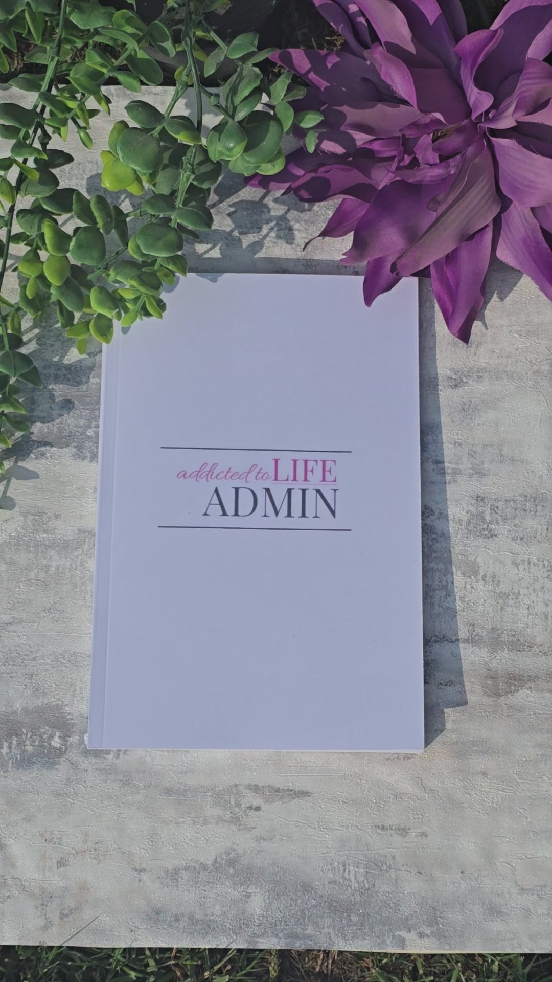 Addicted to Life Admin white A5 notebook with glossy cover and lined pages, practical stationery for planning and organisation