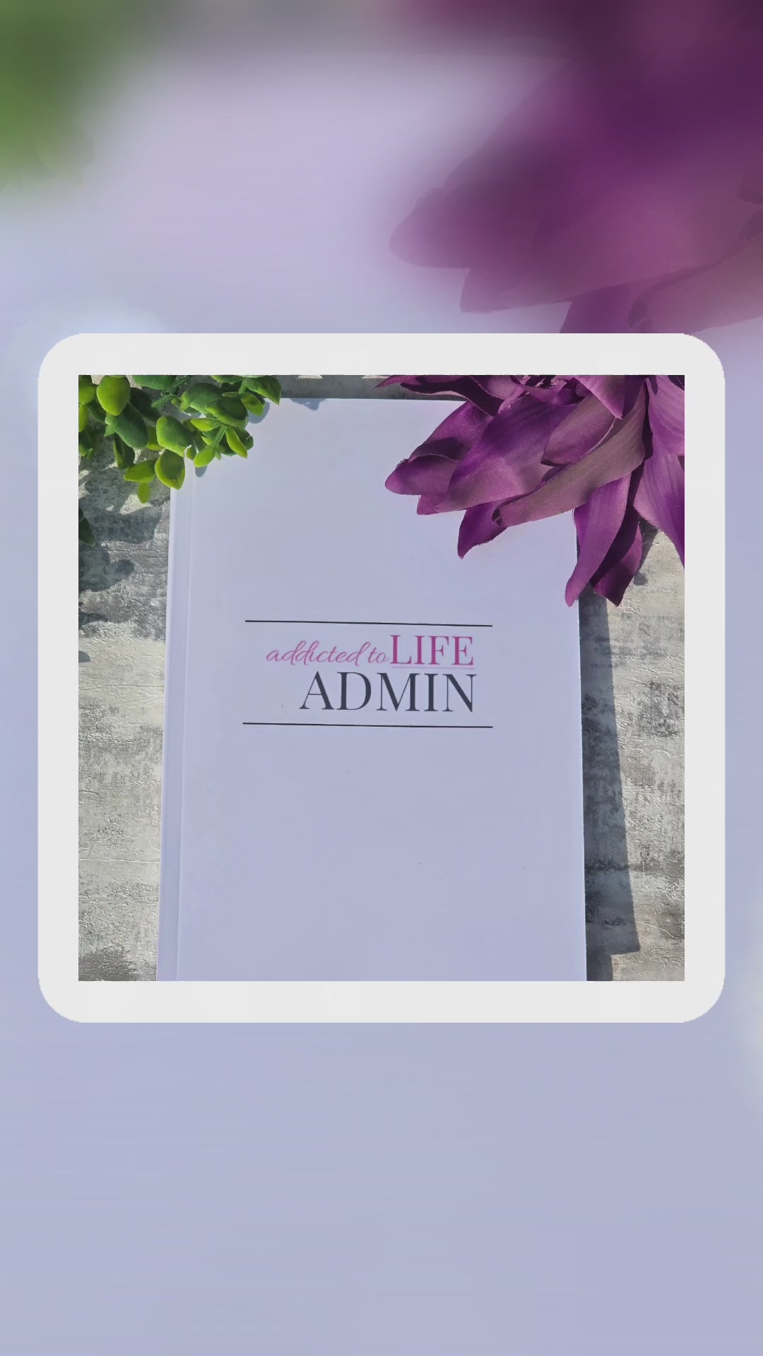 Addicted to Life Admin white A5 notebook with glossy cover and lined pages, practical stationery for planning and organisation